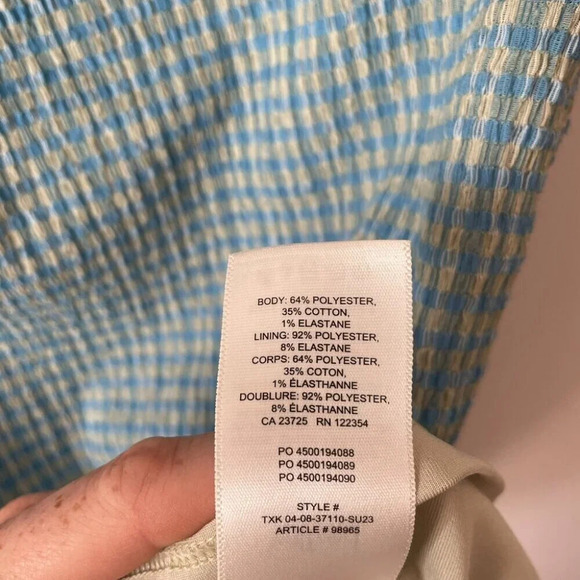 Aritzia Wilfred Attention Smocked Strapless Mini Tube Dress Blue Size Small - Picture 6 of 6